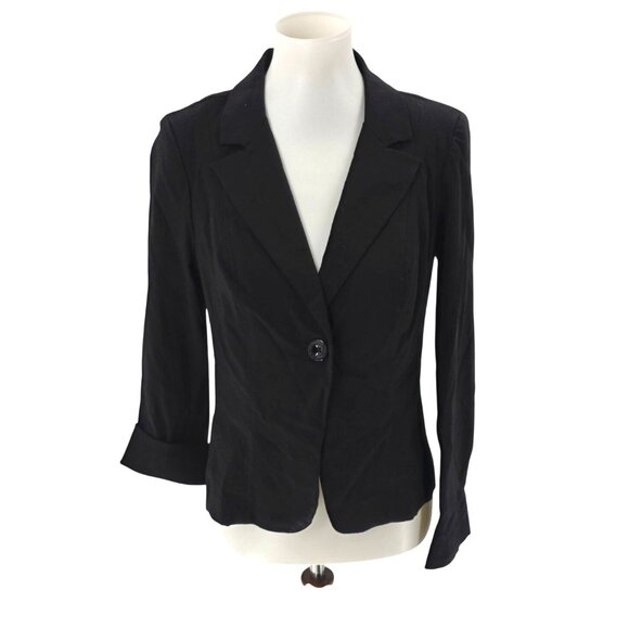 Xoxo Black Single Button Blazer Jacket Womens M Rayon Blend - Picture 1 of 7